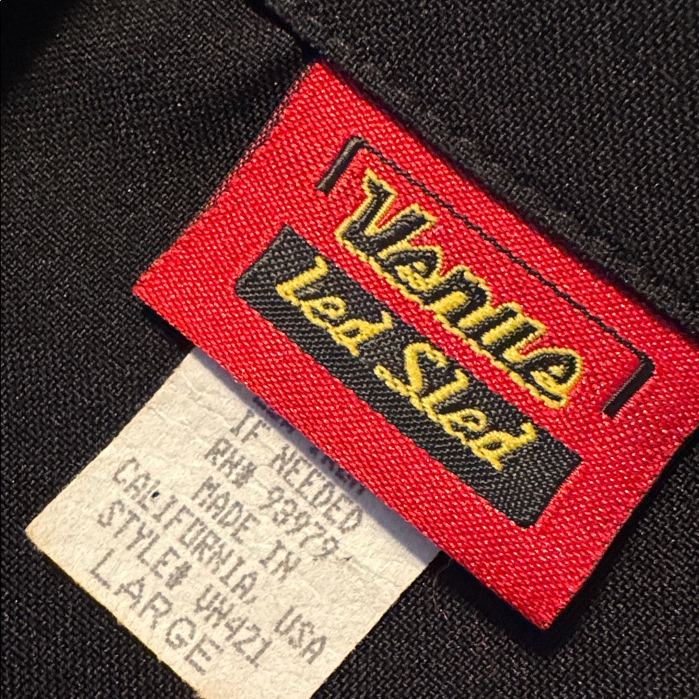 Vintage Black Bowling Shirt venue led sled with Red Flame Accent size large - Picture 2 of 3